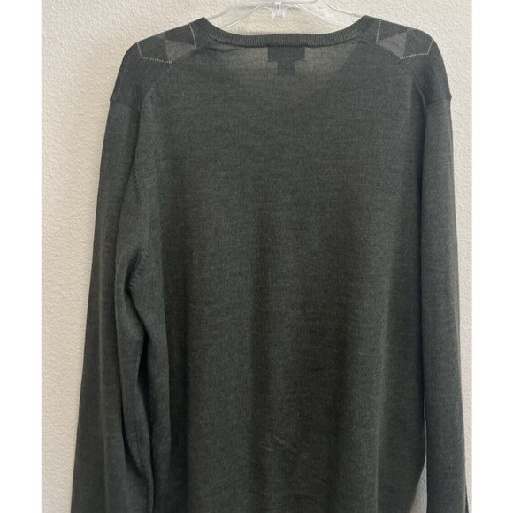 Brooks Brothers Sweater Men's Size L 100% Merino Wool Olive Green Argyle V-Neck - Picture 9 of 10